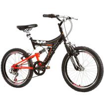 Bicicleta Track & Bikes XR 20 Full, Aro 20, Dupla Suspensão 6V, Preto e Laranja
