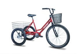 Bicicleta Triciclo 3 Rodas Twice Aro 26 Vermelho Freio Disco