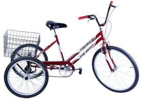 Bicicleta Triciclo Aro 26 Adulto Vermelho - Dalannio Bike