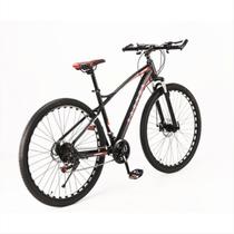 Bicicleta Tronos MTB Aro 29 - Quadro 19 Alumínio - 21 Marchas - Freio a Disco Mecânico - Preto e Vermelho