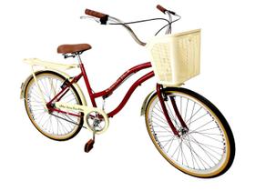 Bicicleta urbana Aro 26 s/ marchas cesta bagageiro vermelha