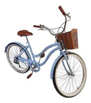 Bicicleta Urbana Aro 26 Vintage 6v Azul BB