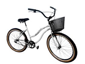 Bicicleta urbana com cesta aros aero freios alumínio Branco