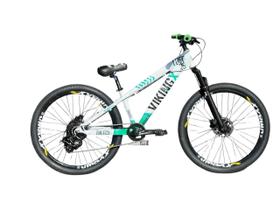 Bicicleta Viking Branco Verde Aro 26 Câmbio Shimano 1x8 cassete Freio Hidraulico
