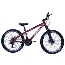 Bicicleta Viking Tuff 25/30 Freeride Aro 26 Freio A Disco 21 Velocidades Cambios Shimano Vermelho Bicicleta Viking Tuff 25/30 Freeride Aro 26 Freio A Disco 21 Velocidades Cambios Shimano Vermelho