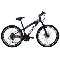 Bicicleta Viking X TUFF25 Freeride Aro 26 Freio a Disco 21 Velocidades Cambios Shimano Roxo Laranja Vikingx