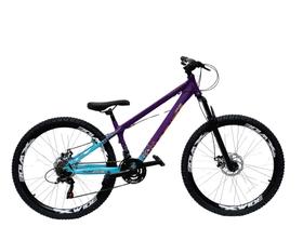 Bicicleta Viking X TUFF44 Xwide Aro 26 Freio a Disco 21 Velocidades Cambios Shimano Roxo azul do Grau