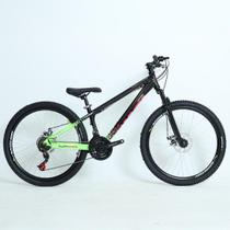 Bicicleta Viking X TUFF44 Xwide Aro 26 Freio a Disco 21V Preto verde do grau