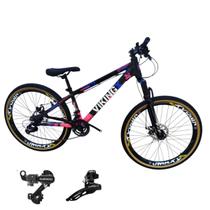 Bicicleta Vikingx 21v Aro 26 Tuff 25 Aluminio Cambio Shimano Dianteiro Traseiro Rodas Vmaxx