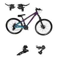 Bicicleta Vikingx 21v Aro 26 Tuff 44 Trocadores e Cambio Shimano Traseiro Dianteiro Mtb Freeride Aluminio Unissex