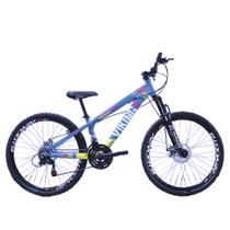 Bicicleta Vikingx 26 Câmbios Importados 21V Aero Azul Amarelo com Capacete Bicicleta Vikingx 26 Câmbios Importados 21V Aero Azul Amarelo com Capacete