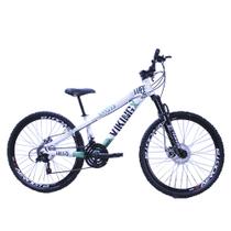 Bicicleta Vikingx Aro 26 Câmbios Importado 21V Aero Branco Verde com Capacete Bicicleta Vikingx Aro 26 Câmbios Importado 21V Aero Branco Verde com Capacete