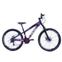 Bicicleta Vikingx Aro 26 Câmbios Importado 21V Aero Preto Rosa com Capacete Bicicleta Vikingx Aro 26 Câmbios Importado 21V Aero Preto Rosa com Capacete