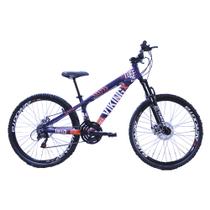 Bicicleta VikingX Aro 26 Câmbios Importado 21V Aero Roxo Laranja com Capacete Bicicleta VikingX Aro 26 Câmbios Importado 21V Aero Roxo Laranja com Capacete