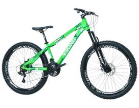 Bicicleta Vikingx Aro 26 Câmbios Shimano 21V Verde Neon com Capacete Bicicleta Vikingx Aro 26 Câmbios Shimano 21V Verde Neon com Capacete