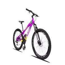 Bicicleta Vikingx Aro 26 Câmbios Shimanos 21V Lílas Amarelo