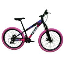 Bicicleta Vikingx aro 26 Dirt Jump Tuff Preto com Rosa Neon