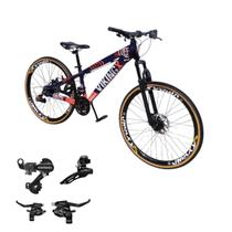 Bicicleta Vikingx Aro 26 Tuff 25 Aluminio Cambio Shimano Dianteiro Traseiro 21v Mtb Freeride Unissex