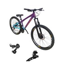 Bicicleta Vikingx Aro 26 Tuff 44 Aluminio Cambio Shimano Traseiro Dianteiro 24v Mtb Freeride Unissex