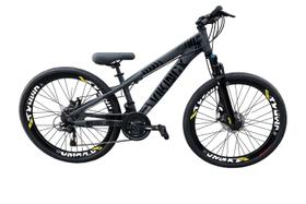 Bicicleta Vikingx Aro 26 Vmaxx Tuff 25 Cinza/Preto Alumínio 13.8 Pneu Balão 21 Velocidades Bicicleta Vikingx Aro 26 Vmaxx Tuff 25 Cinza/Preto Alumínio 13.8 Pneu Balão 21 Velocidades