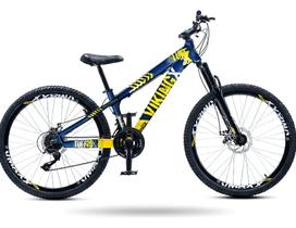 Bicicleta Vikingx Freeride Tuff 25 Vmaxx Aro 26 Cores Cor Azul Marinho Amarelo Tamanho Do Quadro 13 Lancamento