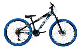 Bicicleta Vikingx Kit Aro 26 Preto azul Tuff 25 do Grau Vmaxx Pneu Azul