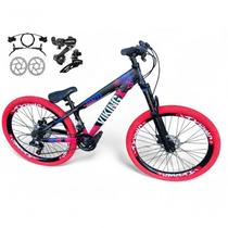 Bicicleta Vikingx Kit Aro 26 Tuff 25 Freeride Câmbios Shimano 21v Freio Hidraulico Aros Vmaxx Pneu Flame Preto Rosa Bicicleta Vikingx Kit Aro 26 Tuff 25 Freeride Câmbios Shimano 21v Freio Hidraulico Aros Vmaxx Pneu Flame Preto Rosa