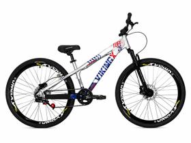Bicicleta Vikingx Prata Azul Aro 26 Single Wheeling Freio Hidráulico Bicicleta Vikingx Prata Azul Aro 26 Single Wheeling Freio Hidráulico