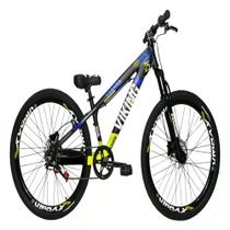 Bicicleta Vikingx Preto Amarelo Aro 26 Single Wheeling Freio Hidráulico