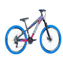 Bicicleta Vikingx Preto Rosa 26 Câmbios Shimano Roda Vmaxx 21V Pneu azul Bicicleta Vikingx Preto Rosa 26 Câmbios Shimano Roda Vmaxx 21V Pneu azul