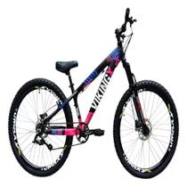 Bicicleta Vikingx Preto Rosa Aro 26 Single Wheeling Freio Hidráulico Bicicleta Vikingx Preto Rosa Aro 26 Single Wheeling Freio Hidráulico