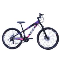 Bicicleta Vikingx Preto Rosa TUFF25/30 Aero Aro 26 Cambios Importados 21V Bicicleta Vikingx Preto Rosa TUFF25/30 Aero Aro 26 Cambios Importados 21V