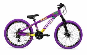 Bicicleta Vikingx Roxo/Amarelo Aro 26 Vmaxx Tuff 25 Alumínio 13.8 Pneu Roxo Balão 21 Velocidades. Bicicleta Vikingx Roxo/Amarelo Aro 26 Vmaxx Tuff 25 Alumínio 13.8 Pneu Roxo Balão 21 Velocidades.