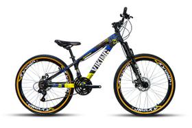 Bicicleta VikingX Tuff 25/30 Aro 26 Vmaxx Freio a Disco Cambios Shimanos 21V Preto Amarelo