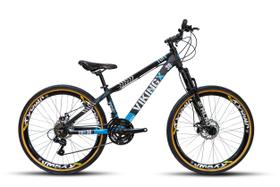 Bicicleta VikingX Tuff 25/30 Aro 26 Vmaxx Freio a Disco Cambios Shimanos 21V Preto Azul