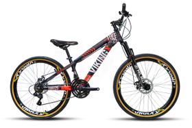 Bicicleta VikingX Tuff 25/30 Aro 26 Vmaxx Freio a Disco Cambios Shimanos 21V Roxo Laranja Bicicleta VikingX Tuff 25/30 Aro 26 Vmaxx Freio a Disco Cambios Shimanos 21V Roxo Laranja