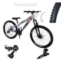 Bicicleta Vikingx Tuff 25 Aro 26 Aluminio 24v Cambios Shimano Freio Disco Suspensão Dianteira