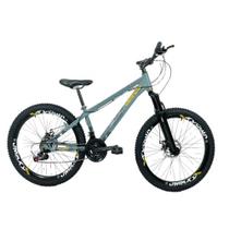 Bicicleta Vikingx Tuff 30 Aro 26 Câmbios Importados 21V Cinza Amarelo Aro Vmaxx