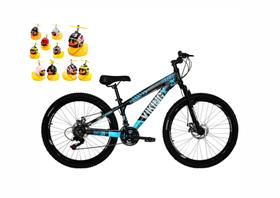 Bicicleta Vikingx TUFF25/30 Freeride Aro 26 21V Cambios Importados Preto Azul Viking com pato de borracha de brinde