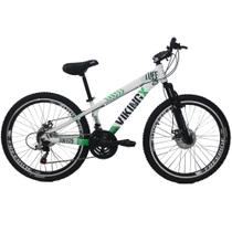 Bicicleta Vikingx TUFF25/30 Xwide Aro 26 Freio a Disco 21 Velocidades Cambios Shimano Branco verde