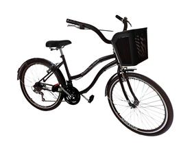 Bicicleta vintage aro 26 com 18v adulto cesta plast preto