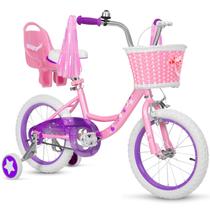 Bicicleta WEIZE 14" para meninas e crianças com rodinhas de apoio, rosa