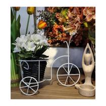 Bicicletinha decorativa pequena flor jardim com suporte de vaso