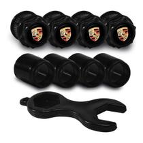 Bico Capa De Válvula Preto Para Roda Carro Moto Bike Porsche Bico Capa De Válvula Preto Para Roda Carro Moto Bike Porsche