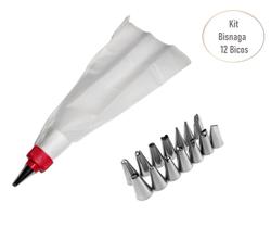 Bico Confeitar E Decorar Bolo Kit Com 12 Unidades E Bisnaga