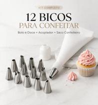 Bico de Confeitaria 12 Pcs Bolo Doce Com Acoplador E Saco Manga Confeiteiro