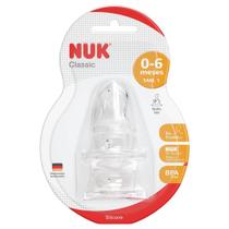 Bico de Mamadeira Nuk Classic Ortodôntico em Silicone Fluxo Pequeno Nível 1 com 2 Unidades