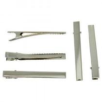 Bico De Pato Jacaré Base Reta prata 7,5cm- 12unidades