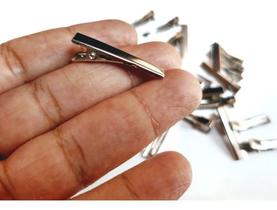 Bico de Pato Presilha Jacaré Prata-Níquel - 3,2CM - BASE RETA - Pct:50pc