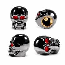 Bico de Pneu Caveira Cromada Núcleo Interno em Metal com O-Ring de Vedação Bico de Pneu Caveira Cromada Núcleo Interno em Metal com O-Ring de Vedação